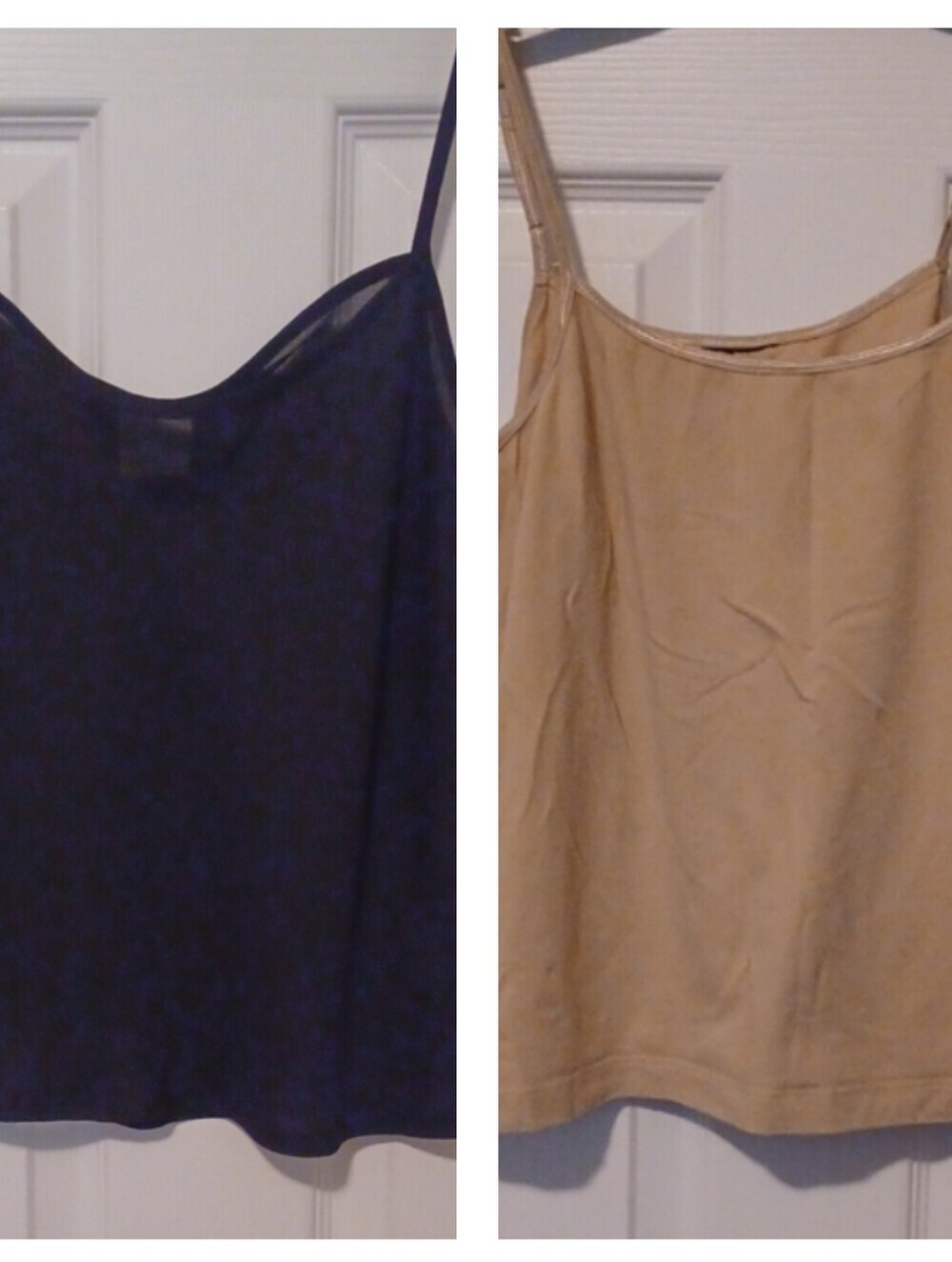 - Women's Medium Black and Beige Spaghetti Strap Camisoles - Set of 2